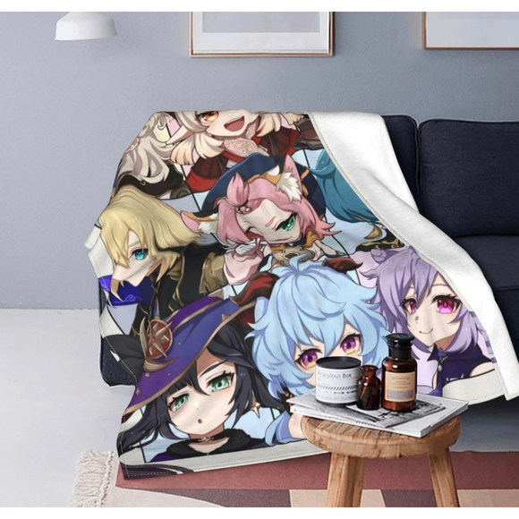 Anime Unisex Blanket 60x50 inch White Multi-color Genshin - Picture 4 of 7